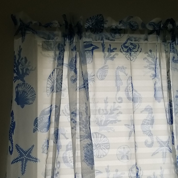 Voila Seaside Spirit Blue Sheer Voile Curtains - Picture 4 of 12